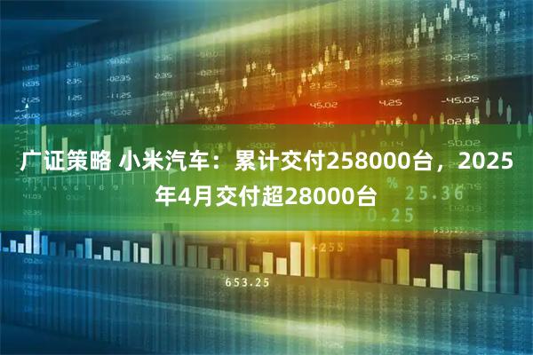 广证策略 小米汽车：累计交付258000台，2025年4月交付超28000台
