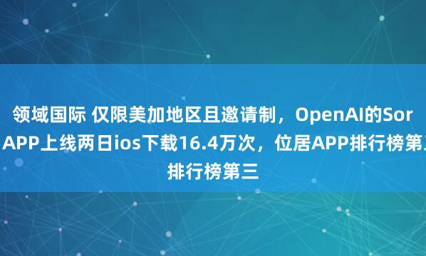 领域国际 仅限美加地区且邀请制，OpenAI的Sora APP上线两日ios下载16.4万次，位居APP排行榜第三