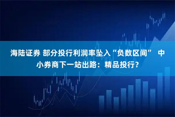 海陆证券 部分投行利润率坠入“负数区间”  中小券商下一站出路：精品投行？