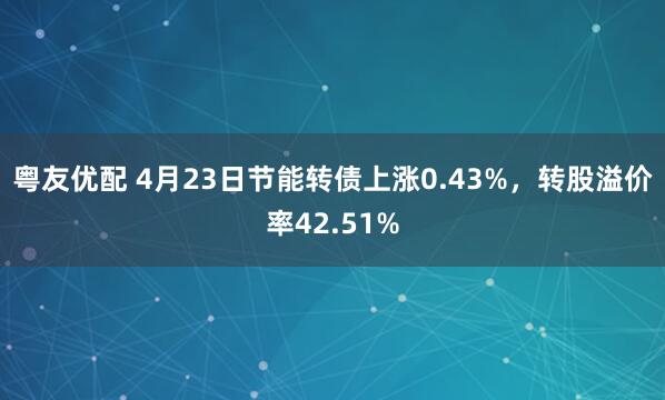 粤友优配 4月23日节能转债上涨0.43%，转股溢价率42.51%