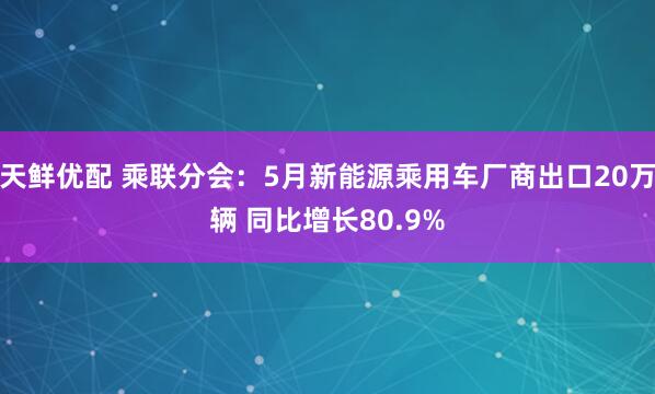 天鲜优配 乘联分会：5月新能源乘用车厂商出口20万辆 同比增长80.9%